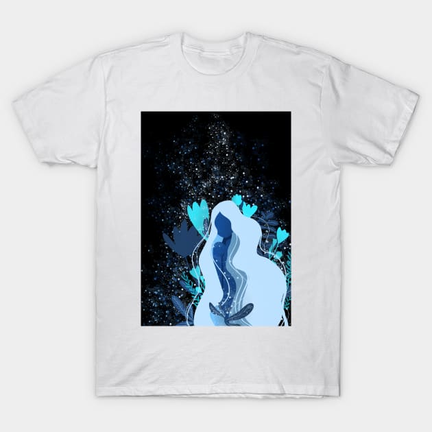 Magical Lady 3, Blue Figure Illustration T-Shirt by gusstvaraonica